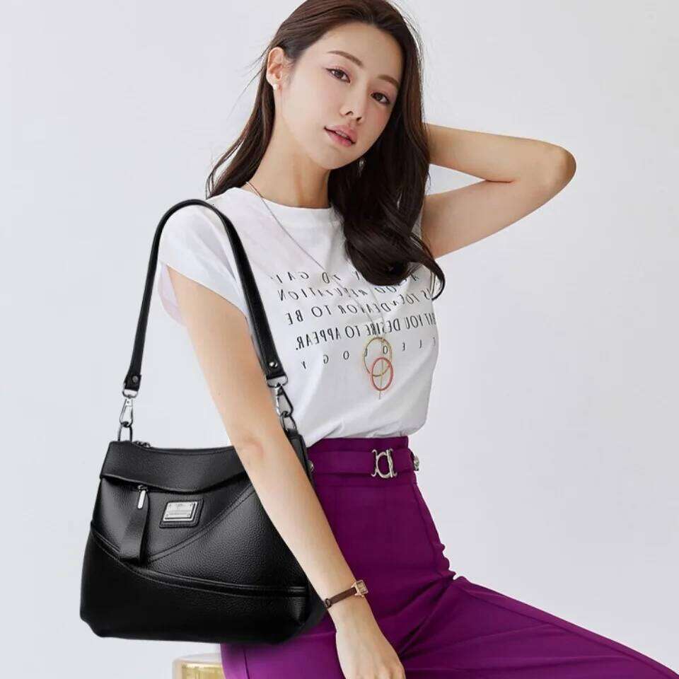 Kangaroo Brand Pu Leather Handbags Women Bags Designer Three Layers Shoulder Crossbody Bag Large Capacity