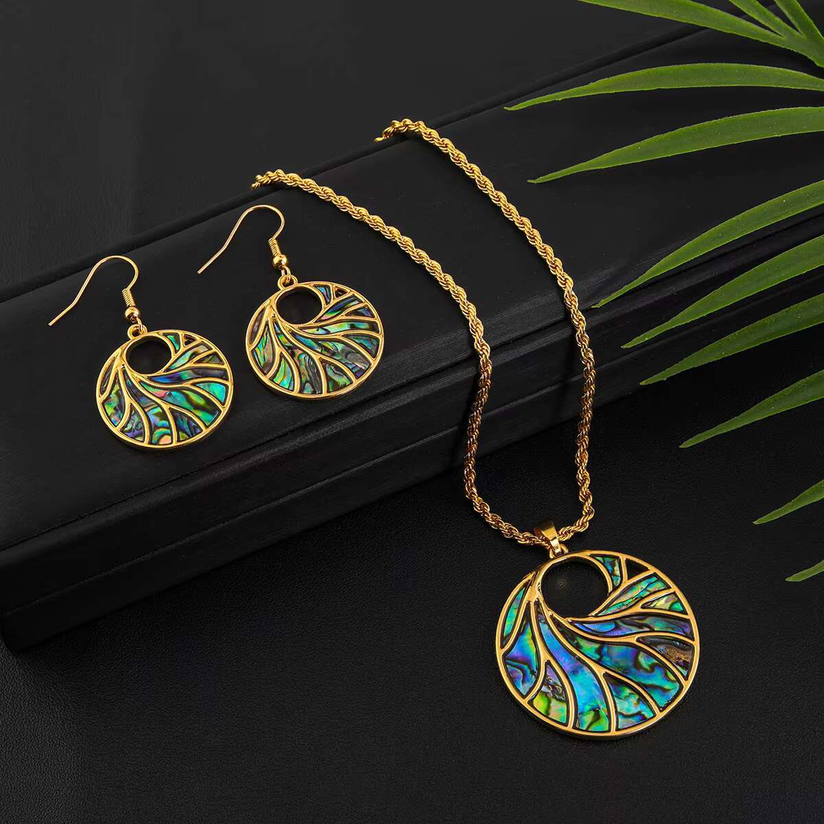 Hawaiian Jewelry Wholesale Hawaiian Jewelry Sets Frederic Sage 14K Abalone Necklace Set Gold Plated