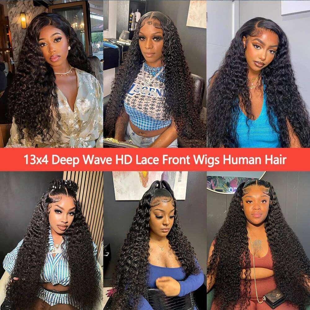 NAMM 250 Density Wigs 40 Inches Deep Wave 13x4 HD Lace Front on Clearance Sale Curly Human Hair Glueless Wig