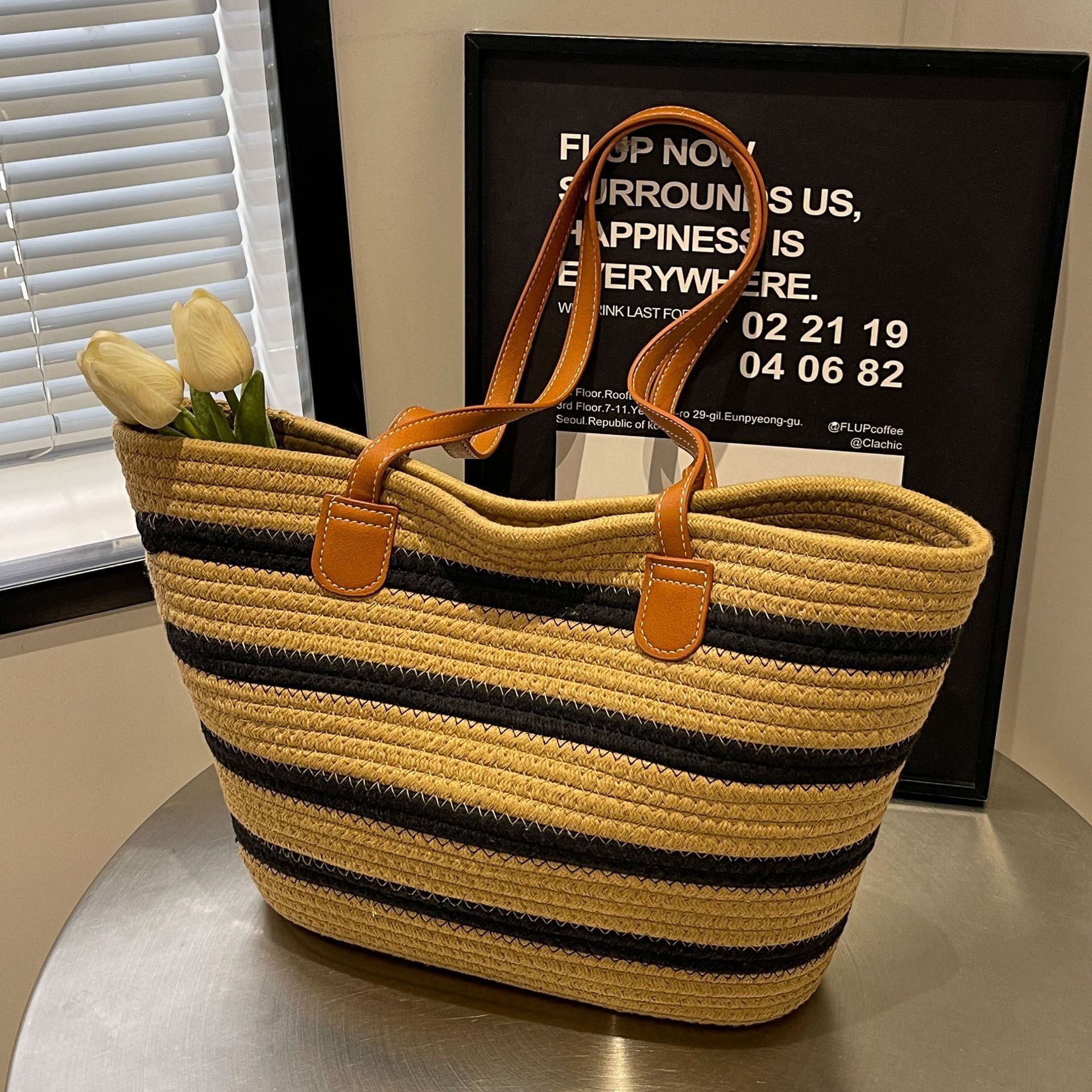 designer Large Capacity Woven Cotton Rope Bag for Women 2025 New Summer Shoulder Tote Bag Beach Vacation Underar