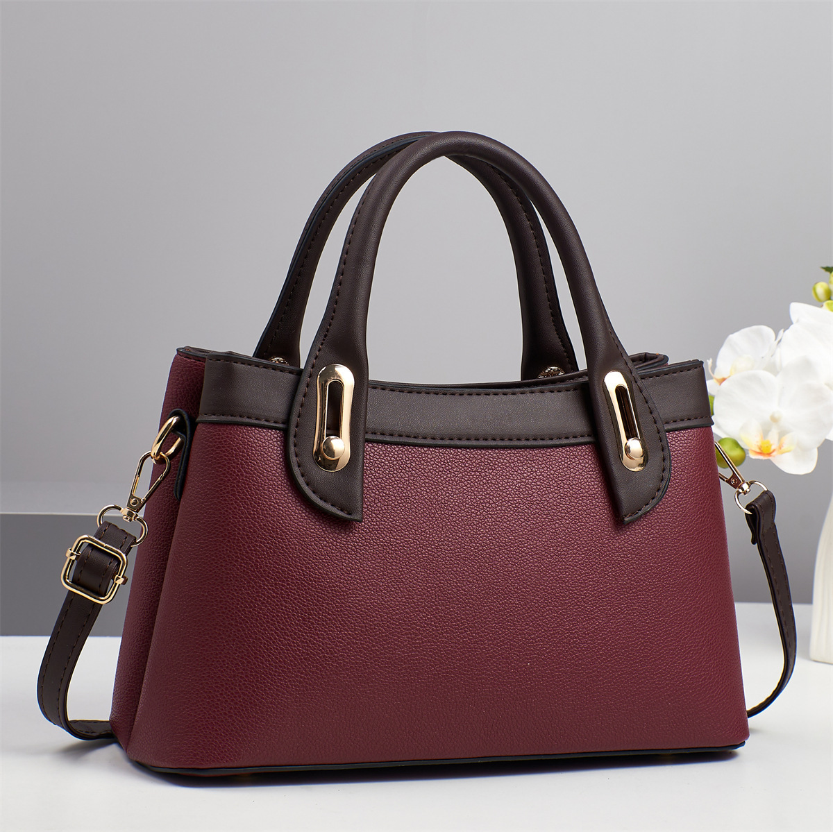 Luxury Brand Designer Bag New Cross-Border Bag For Women Trendy Lychee Texture Patchwork Shoulder Bag Large Capacity High-Quality Gift For Mom One-Pie