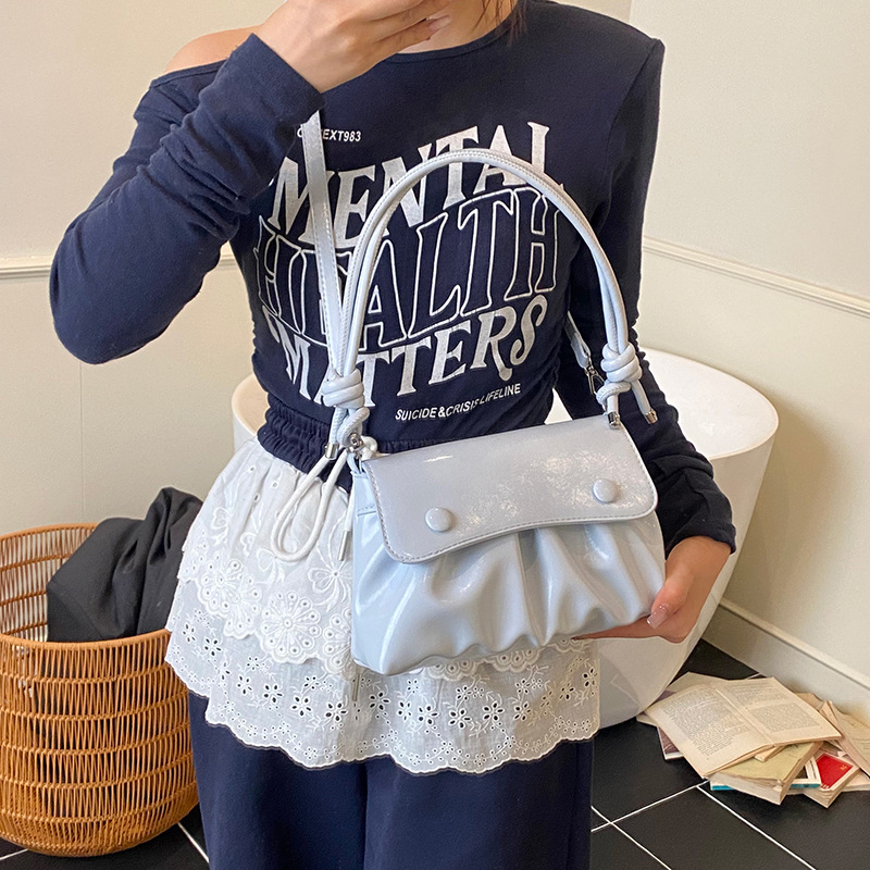 designer Pleated Small Bag for Women Summer 2025 New Trendy Fashion Versatile Chain Crossbody Shoulder Underarm Small Squar