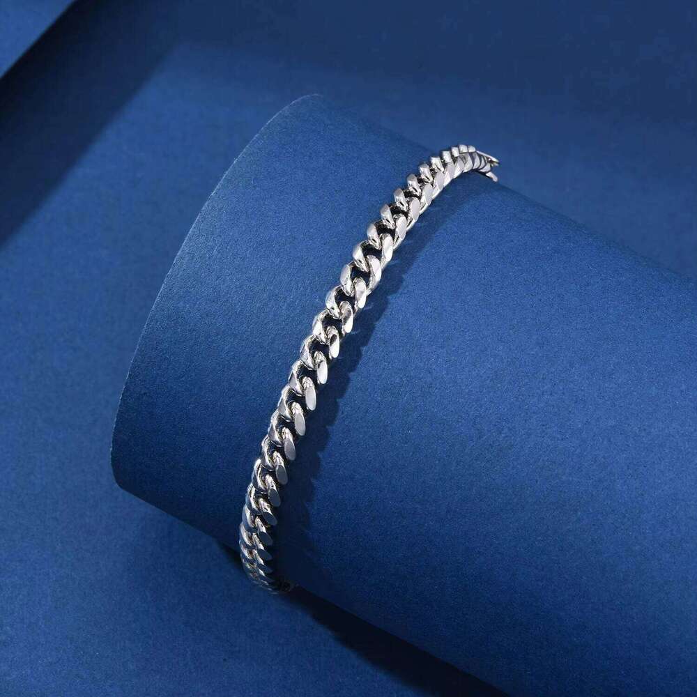 Pure Chain Sier Cuban Bracelet Men's Pulsera Para Hombres