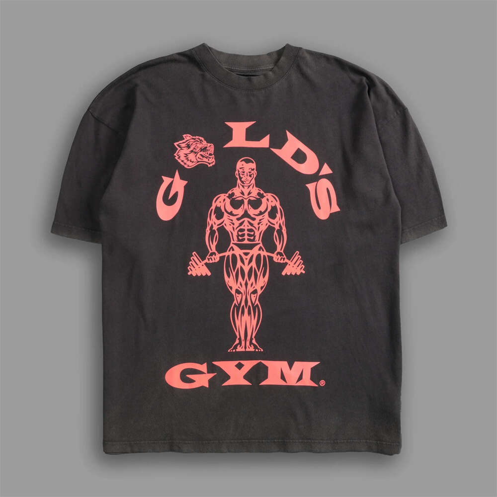 Gold's Gym Collaboration Soft Cotton Unisex Sports Fiess Breathable Short Sleeve Printed T-Shirt