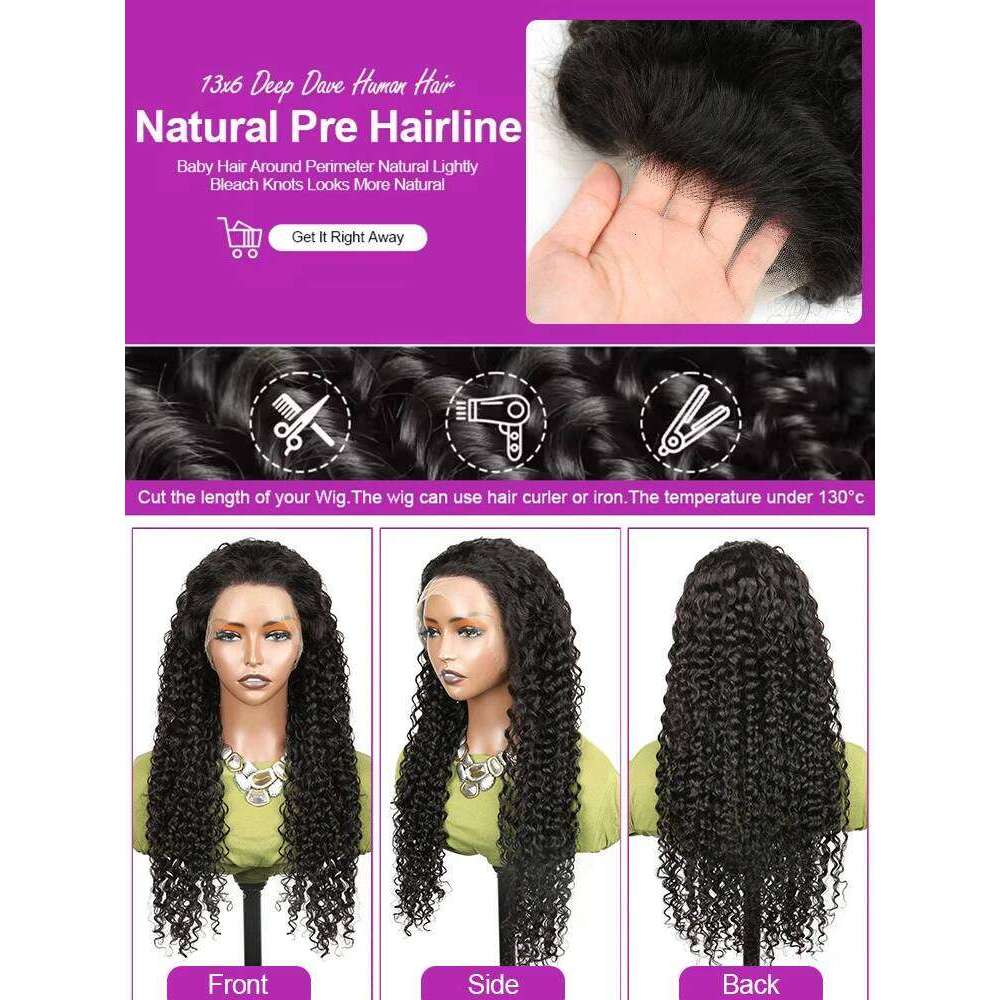 NAMM Transparent 250% Density Water Culry 360 Full Frontal Human Hair 40Inch Deep Wave 13x4 13x6 Hd Lace Front Wig For Women