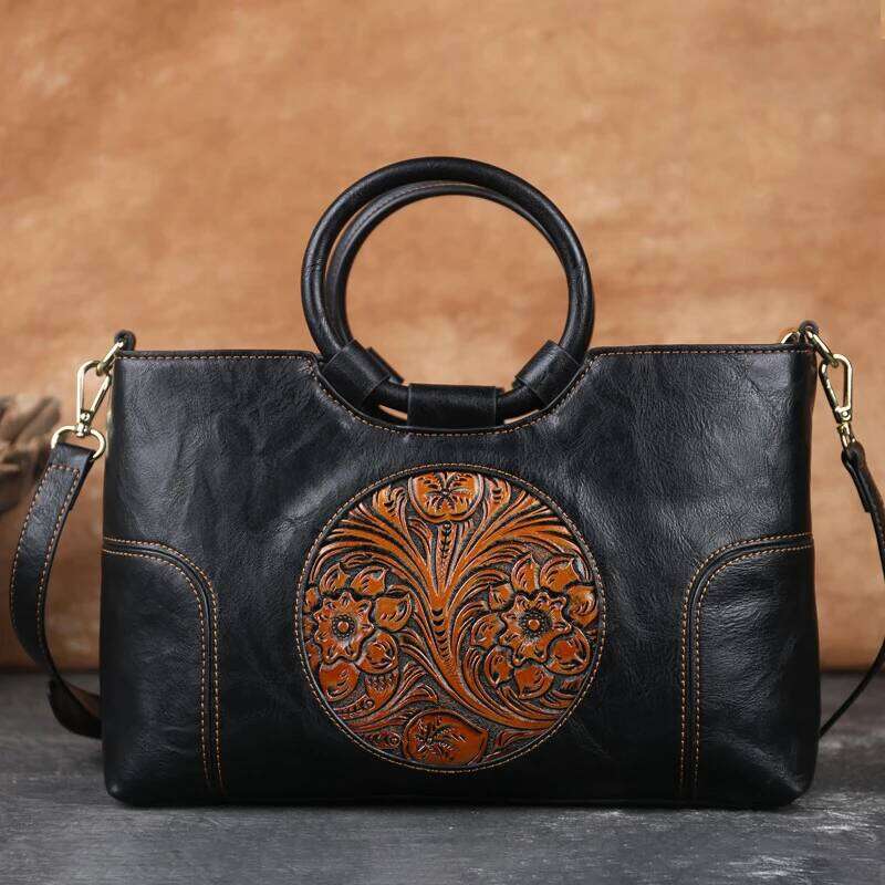 High Quality PU Leather Women Handbag Retro Emed Large Capacity Female Shoulder Messenger Bag Brown Black Red Green Grey M58