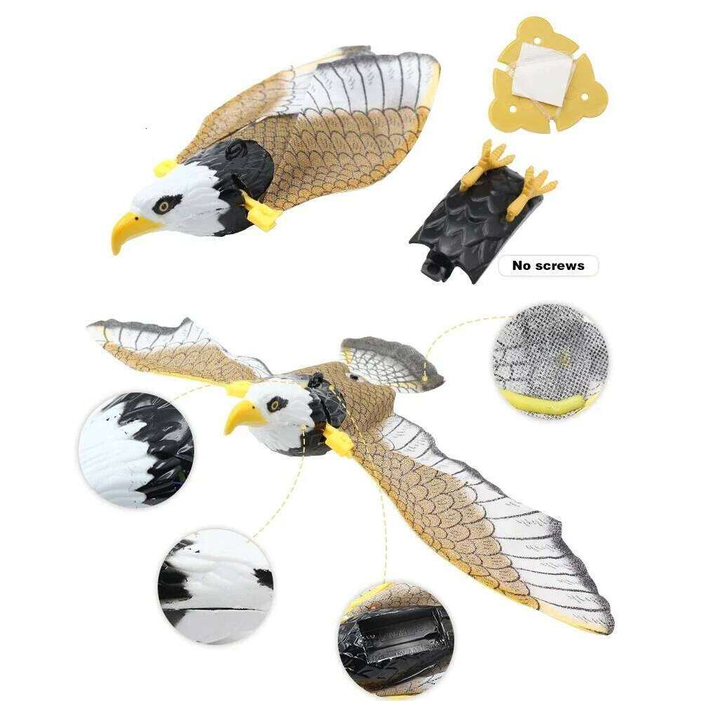Interactive Electric Hanging Eagle Flying Bird Teasering Play Cat Stick Scratch Rope Pet Toys