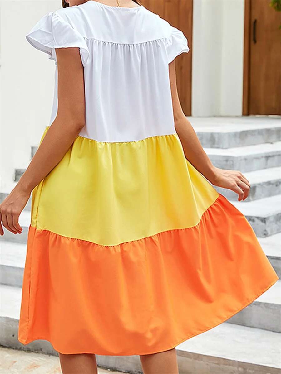 Womens Boho Style Floral Print Maxi Dress with V-neckline and Flowy Ruffle Sleeves Elegant Summer Beach Dress for Vacation or