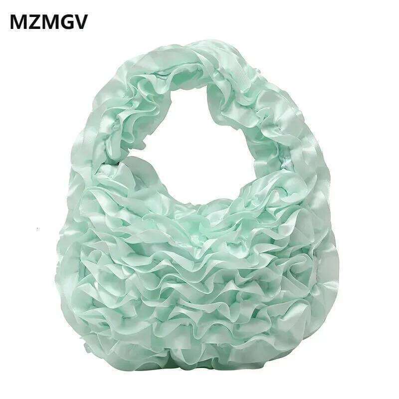 Spring Fashion Pleated Flower Design Women s Small Handbag Sweet Girl Lightweight Wedding Party Evening Bag bag