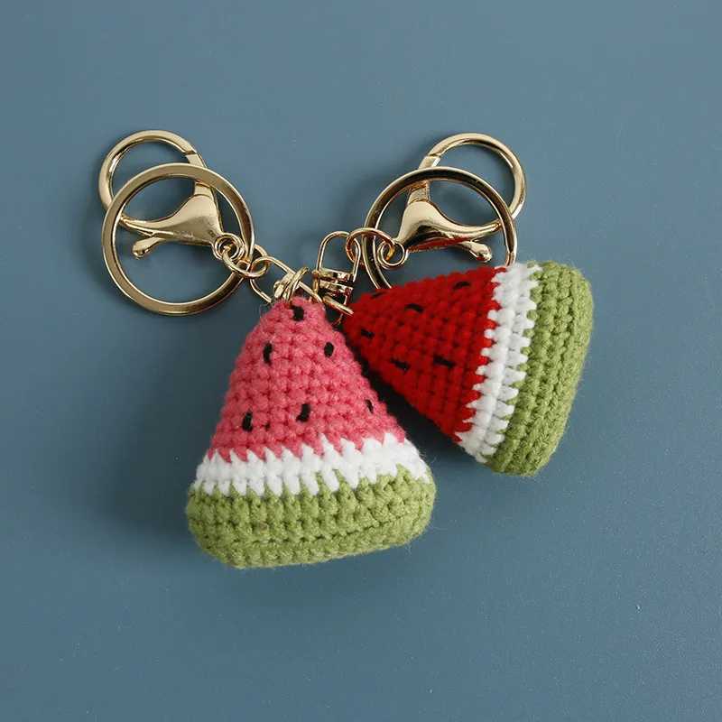 2025 Fashion Handmade Weaving Keychain Wool Crochet Unique Knitted Pendant Keyring Watermelon Pendant Keychain Gifts Key Chains XJ250607