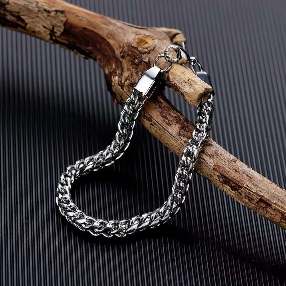 Unisex Stainless Steel Cuban Link Hand Curb Chains Hiphop Fashion Style Waterproof Mens Bracelets or Bangles for Parties