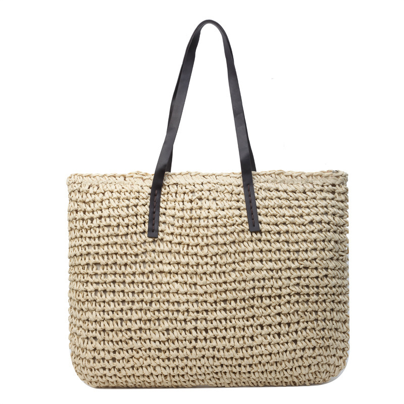 designer Straw Bag 2025 Summer New Trendy Fashion Single Shoulder Large Bag Textured Beach Vacation Large Capacity Woven Tot