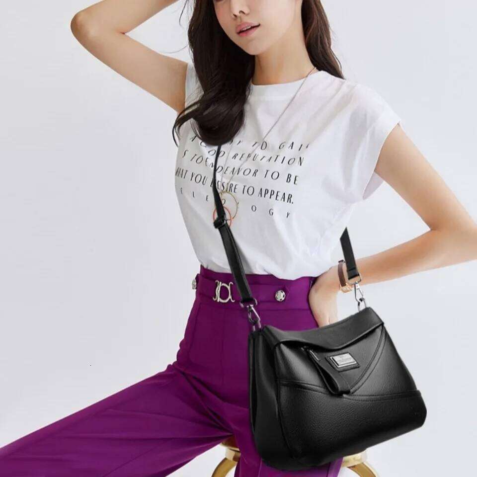 Kangaroo Brand Pu Leather Handbags Women Bags Designer Three Layers Shoulder Crossbody Bag Large Capacity