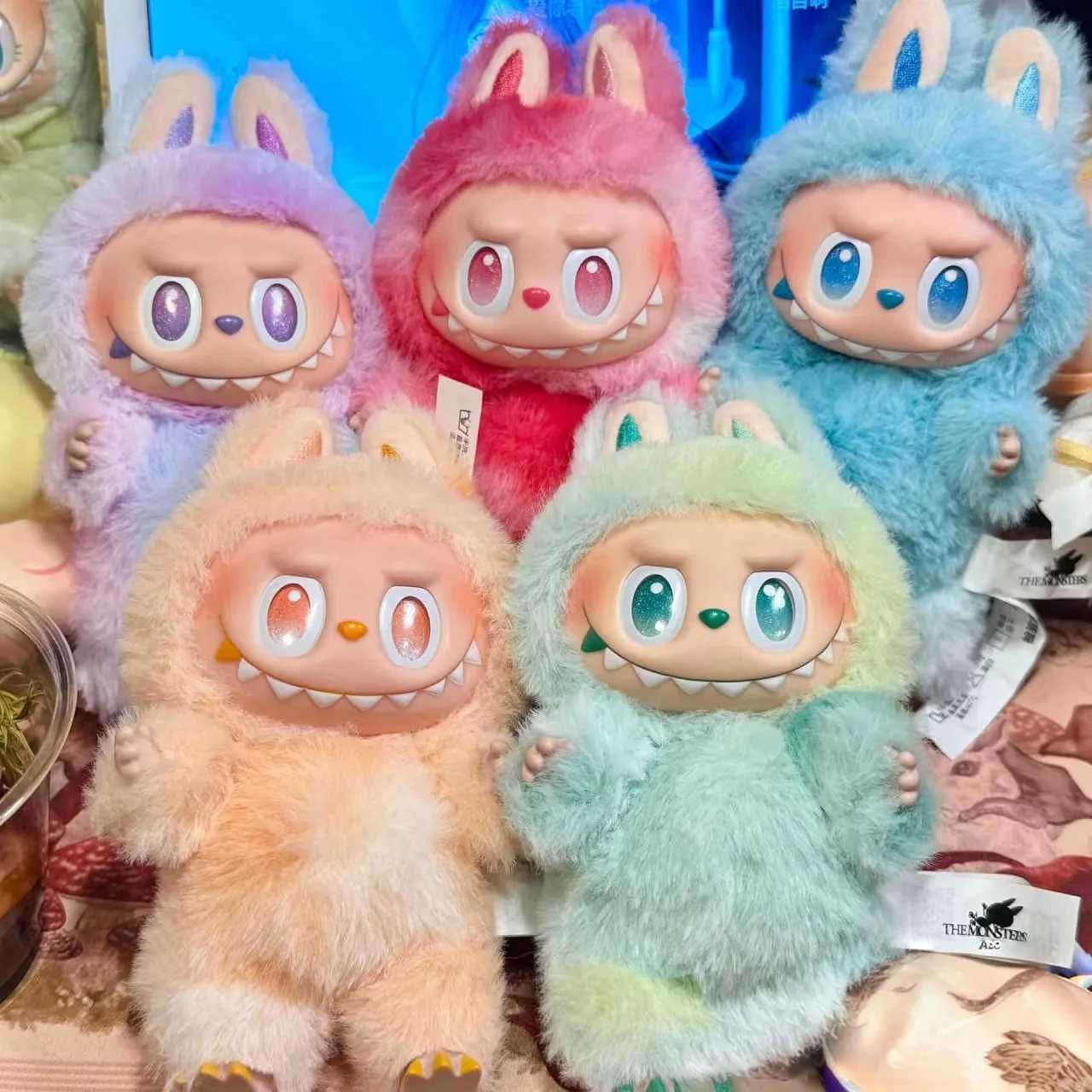 For Labubu Doll Blind Box The Monsters Face Macaron Heartbeat Enamel PVC Figurine Tabletop Ornament Kawaii Kid Birthday GiftsXJ250607