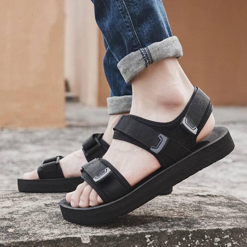 Summer Outdoor Mens Sandals Casual Anti-Slip Thick Bottom Soft Hiking Beach Flat Shoes EVA Outsole for Men Large Size50 250604