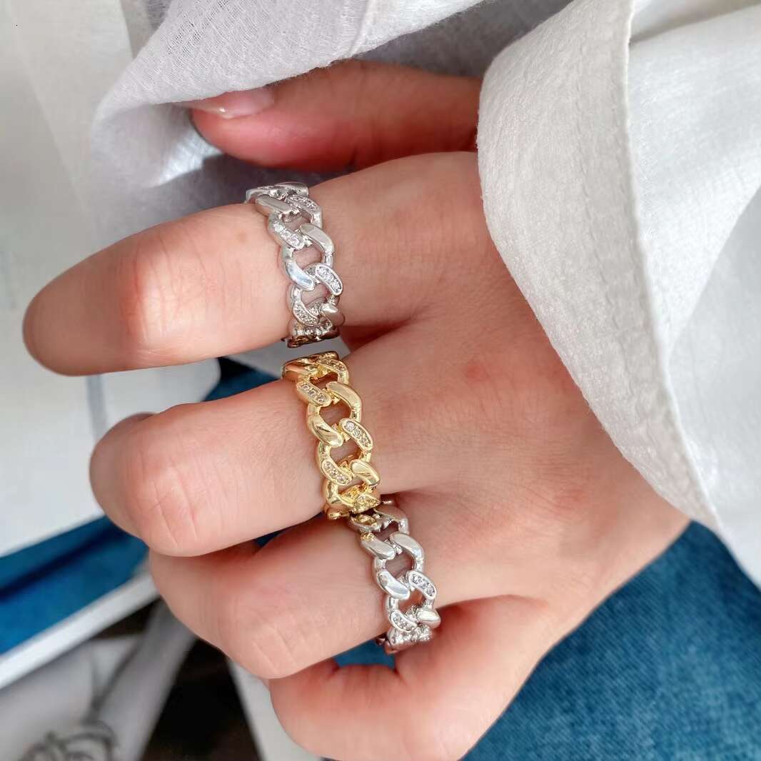 Hip Hop 18K Gold 925 Silver Diamond Cuban Link Bracelet Set, Unisex