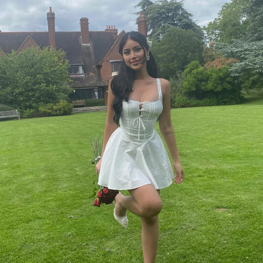 Mingmingxi Summer Lovely A Line Dress Yellow Sexy Party Dresses Hollow Out Lace Up Elegant Holiday Dress Women 250605