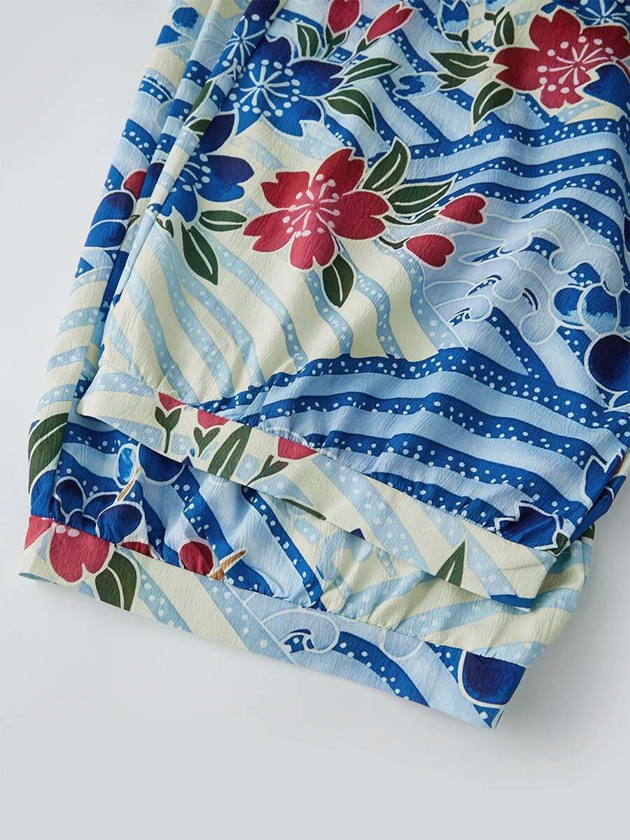 Womens Retro High Waist Floral Print Wide Leg Pants Casual Loose Fit Trousers for Stylish Streetwear Fashion