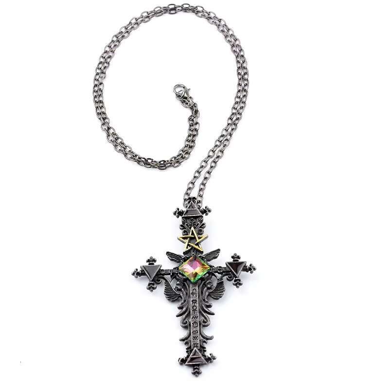 New Vintage Product Cross Pendant Necklace Fashion Women Gift Necklace Cross Drilled Crystal Pendant Necklace