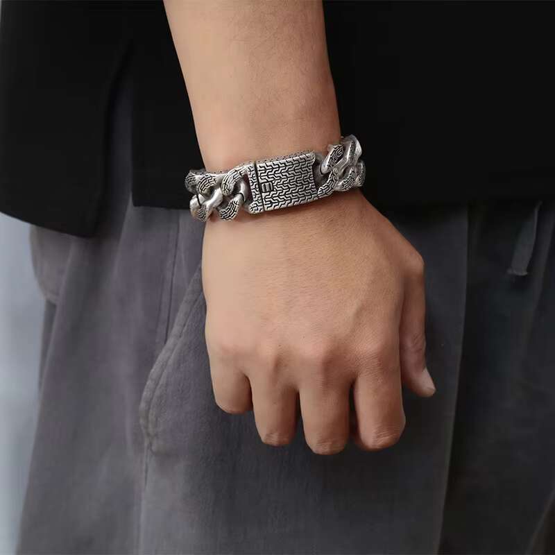 Mens Retro 220mm Stainless Steel Bracelet Cuban Links Gold Plated Trendy Religious Styles Fashion Chain Link Bracelets