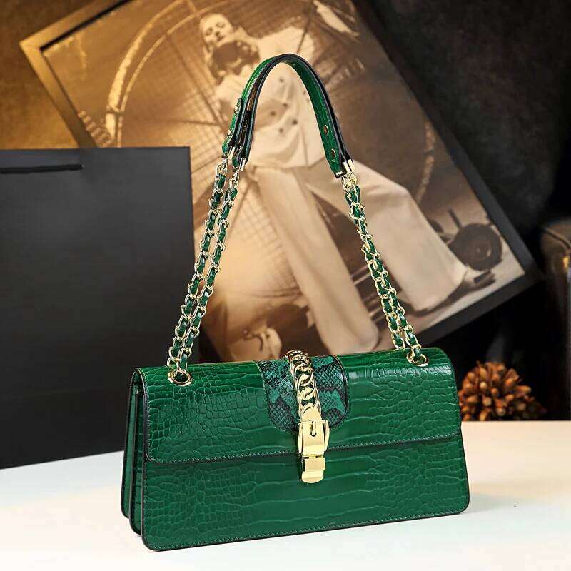 Genuine Leather Women's Fashion Brand Women Handbag Ladies Shoulder Underarm Bag High-Grade Chain Portable Tote Bags