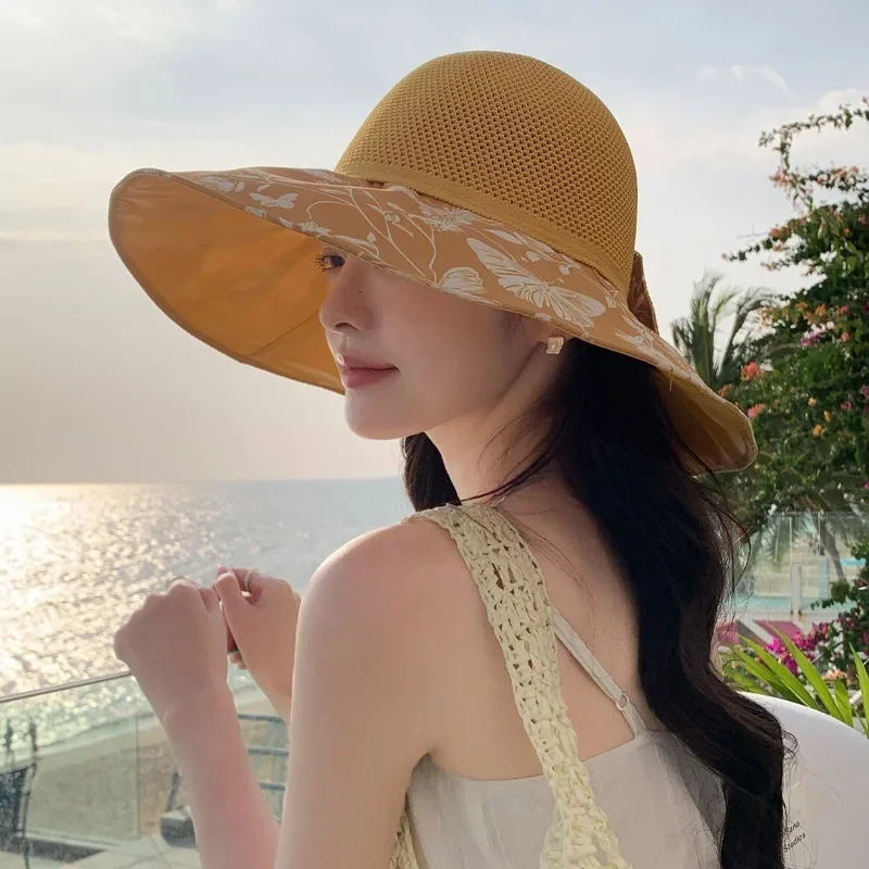 Summer Hat Womens Bow Fashion Versatile Fishermans Hat Summer Breathable Sunscreen Sunshade Sun Hat 250606