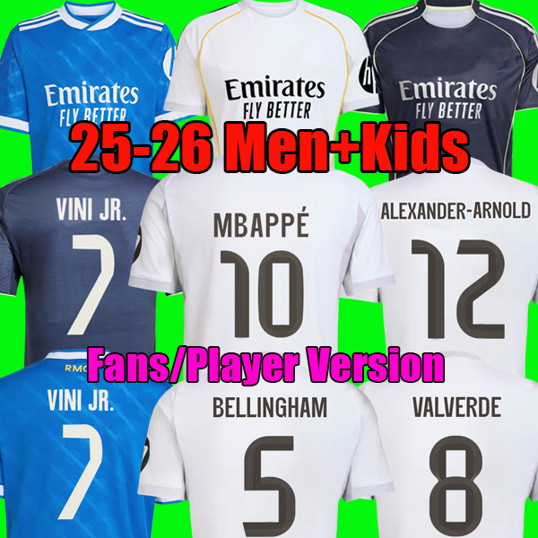 MBAPPE 24 25 26 soccer jerseys BELLINGHAM football kit shirts VINI JR MODRIC CAMAVINGA RUDIGER ARDA GULER camiseta de futbol men kids kit set 2024 2025 2026 camisetas