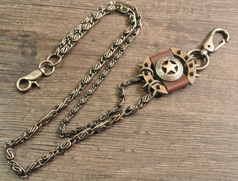 Men Trousers Pants Wallet Keychain Gray Black Skull Horns Bullet Shape Pendant Metal Link Waist Chain Punk Jean Heavy Chain 250530