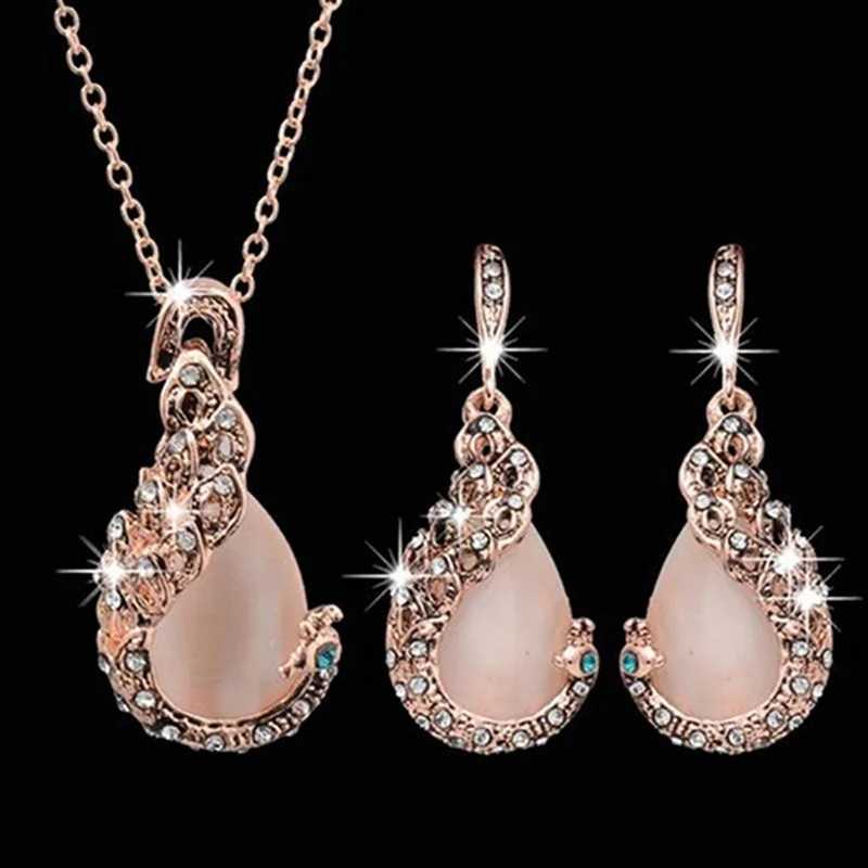 3pcs/set Jewelry Sets Women Elegant Waterdrop Rhinestone Pendant Necklace Hook Earrings Jewelry Set Z250607