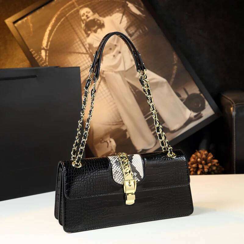 Genuine Leather Women's Fashion Brand Women Handbag Ladies Shoulder Underarm Bag High-Grade Chain Portable Tote Bags