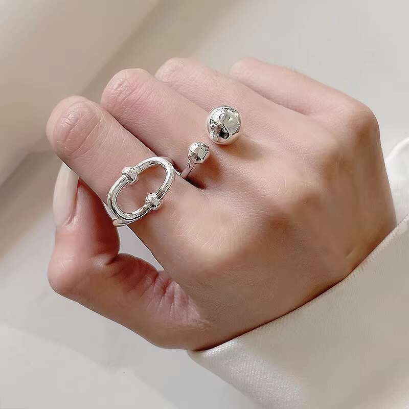 Wholesale personalized European and American design 925 silver Moissanite diamond open geometric ring, fashionable jewelry ring, unisex