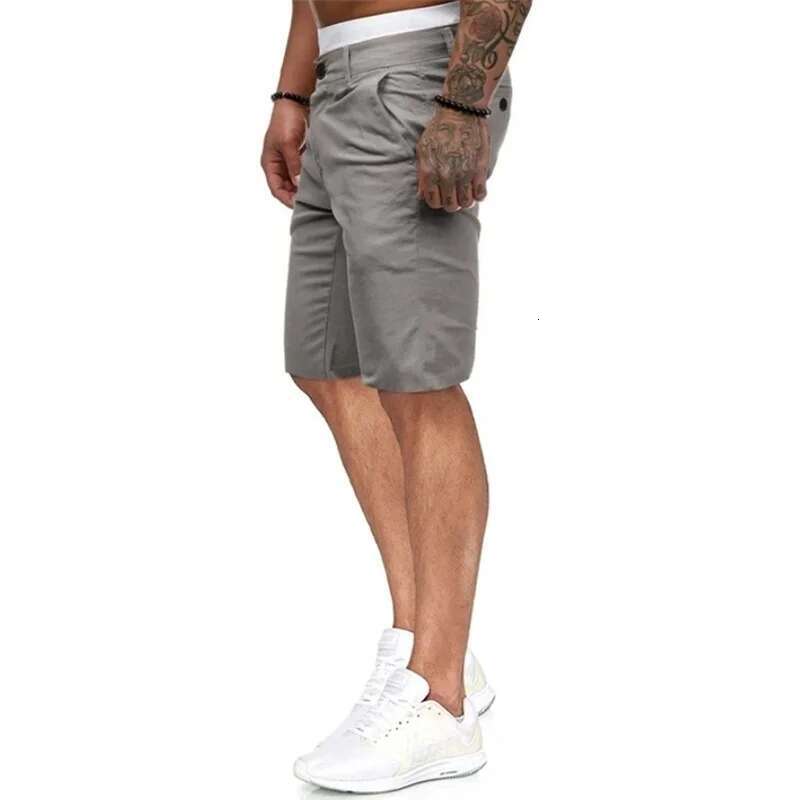Mens Fit Cargo Shorts with Pockets Knee Length Casual Solid Color Joggers for Summer Beach Streetwear Fashion