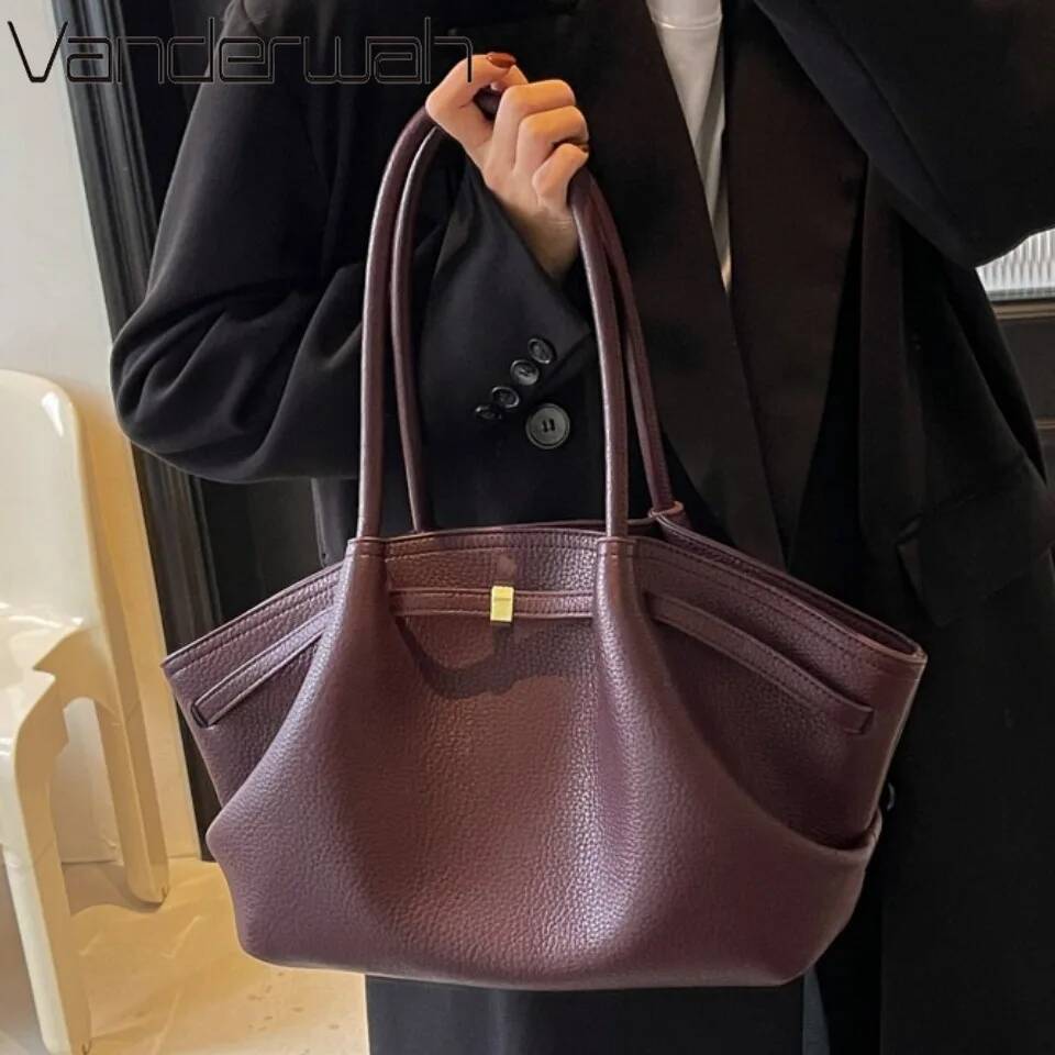 Big Short Handle PU Leather Tote for Women 2025 Y2K Ladies Shoulder Bag Females Retro Handbags and Purses Top-handle Bags