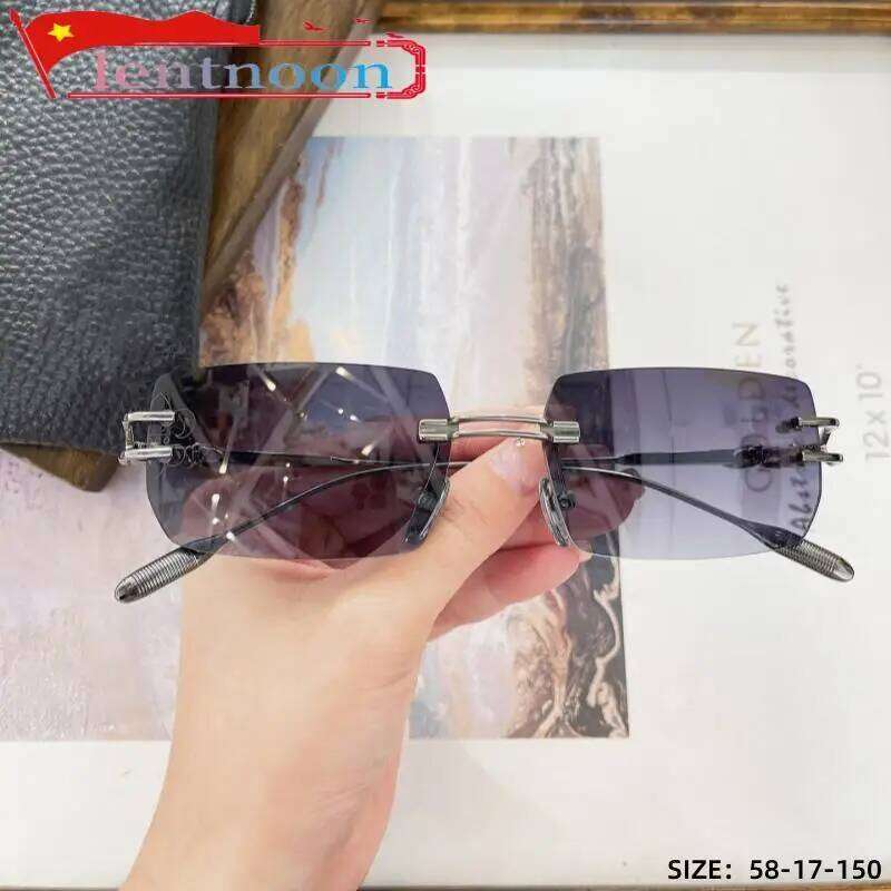 New Fashion Women Sunglasses Rimless Personality Brand Designer Trend Square Beach Party UV400 Outdoor Sun Glasses 2024