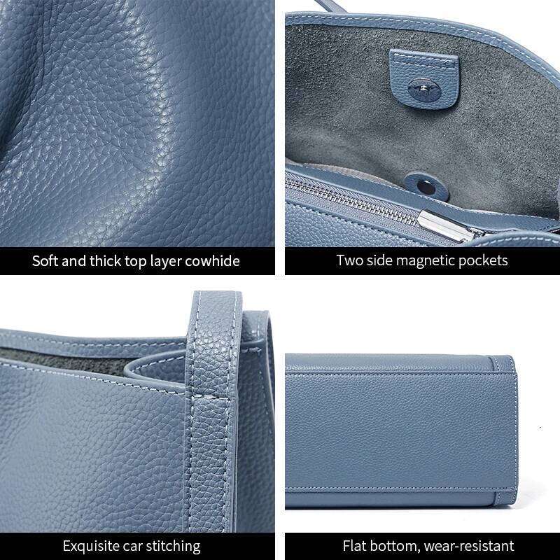 Women's Cow Genuine Leather Large Tote Bag Ladies Fashion Designer Shoulder Bags Female Commuter Retro Cowhide Handbags