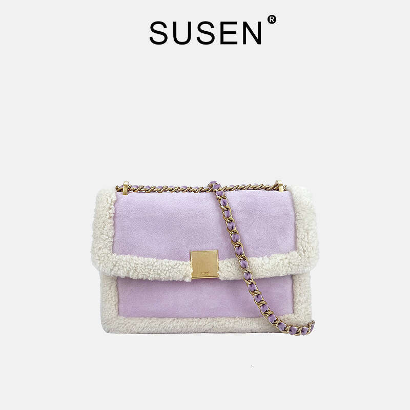 Jellycat small fragrant style new lamb wool splicing bag design versatile contrast color high-grade hand-held messenger bag birthday gift bag