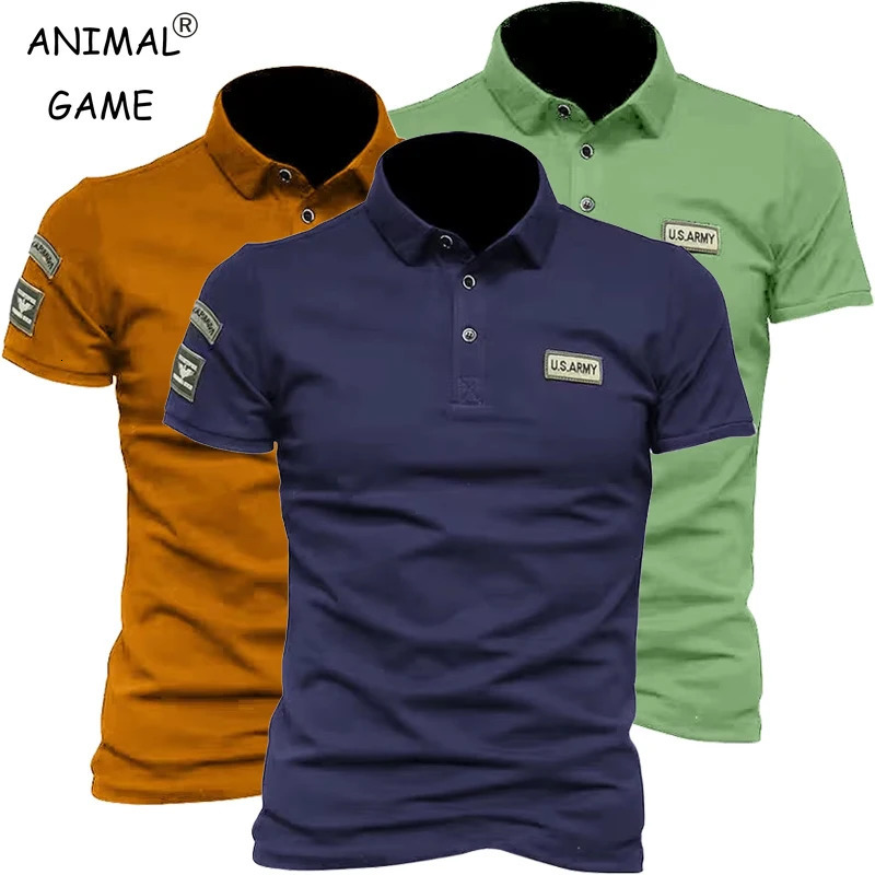 Men Short Sleeve Breathable Polo Shirts Embroidered T Shirt for Lightweight Solid Color Tops Button 250527