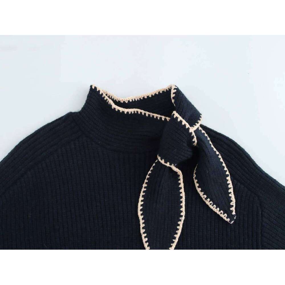 Coats Designer Women DEEABAE Winter Clothes Women 2025 Christmas Pullovers Sweet Bow Decoration Color Matching Long Sleeve Sweater Designer