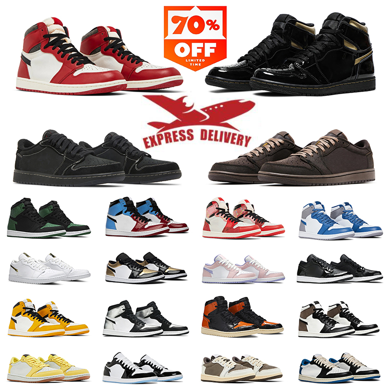 Basketball Shoes 1s low high Black Phantom Reverse Mocha Neutral Olive men women Bred Toe Twine Shattered mens trainer outdoor sports sneakers 36-47