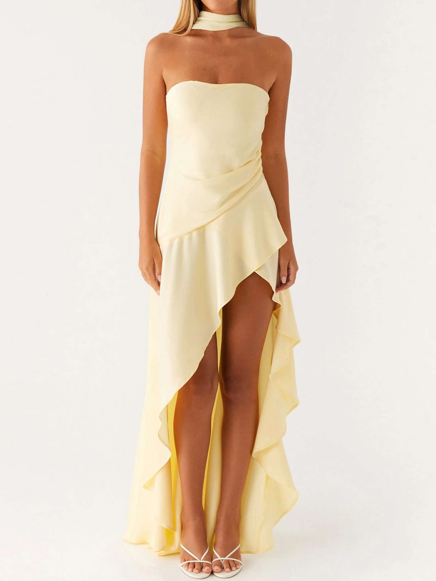 Womens Elegant Off-shoulder Maxi Dress with Floral Print and Ruffled Hemline Perfect for Summer Parties and Events