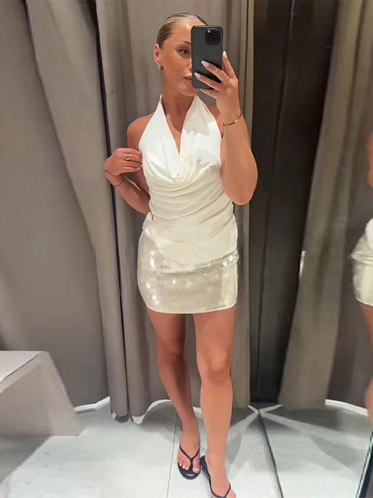 Sexy Sequin Mini Skirt Women Fashion Yellow Party Slim Hip Package Female Skirts 2025 Summer Street Club Bar Shining Lady Skirt 250529