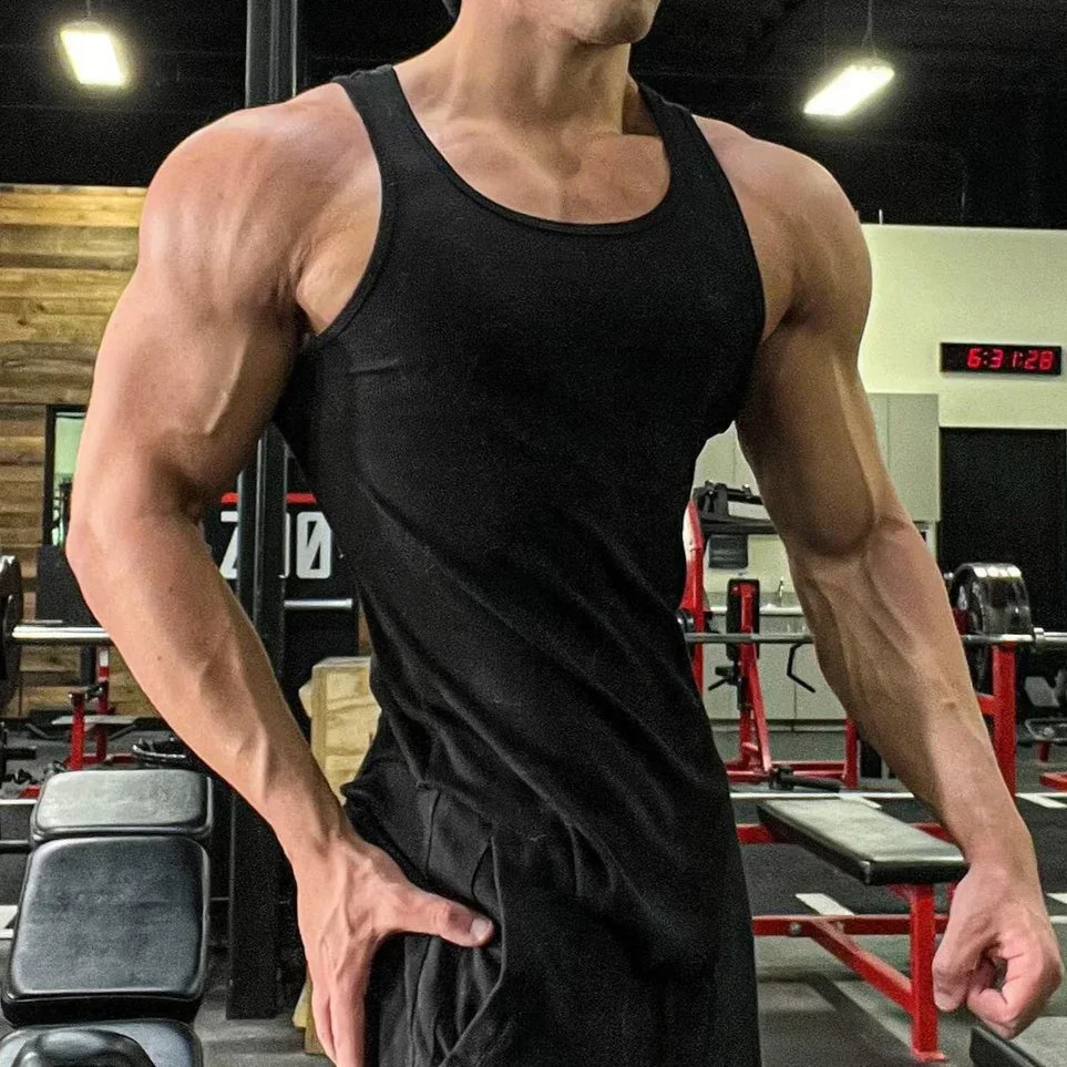 Mens Summer Vest I Loose Movement Fitness Training Sleeveless Tshirt White Clothing M3XL American Solid Color for Men 250527