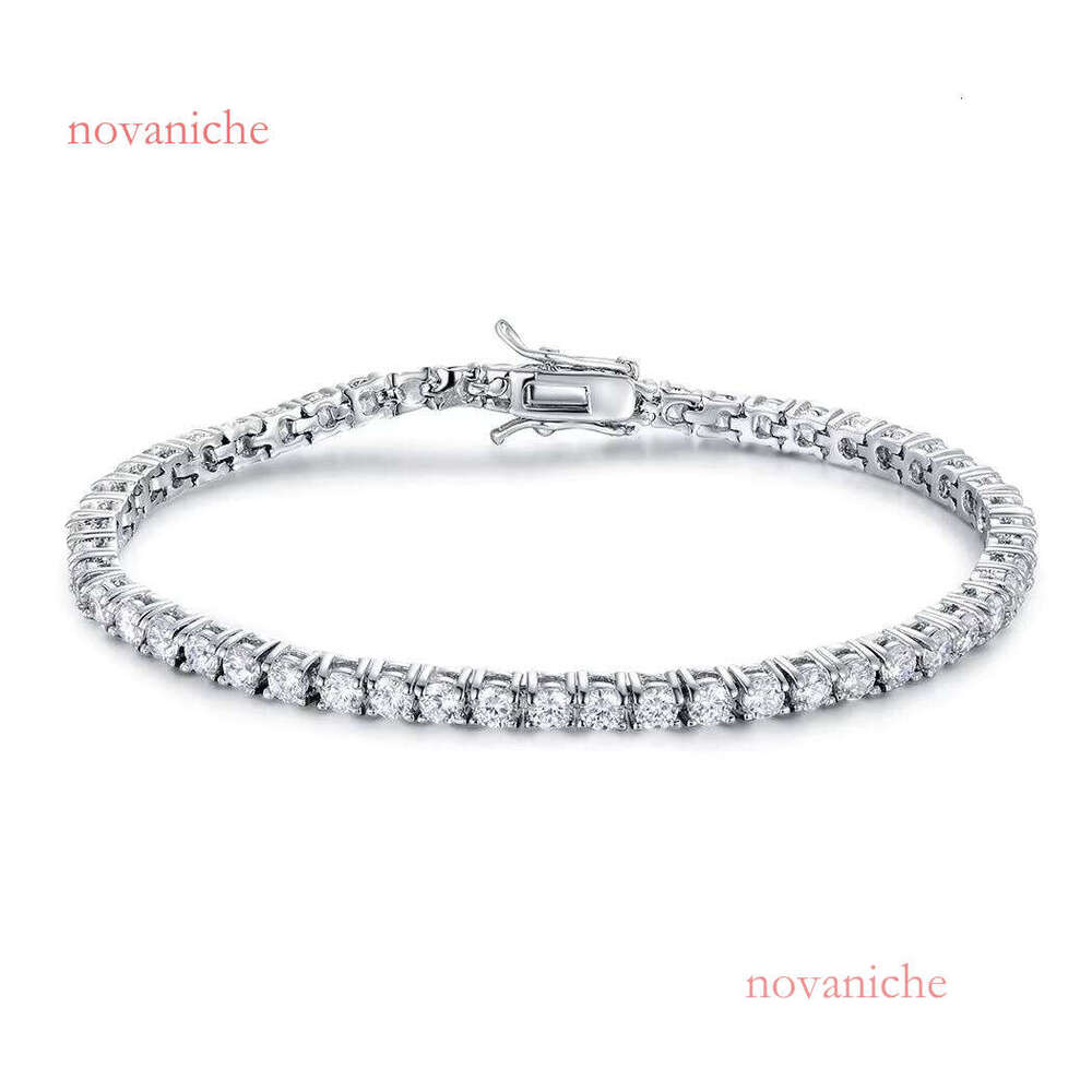 Wholesale Unisex Sterling Sier Hip Hop Tennis Chain Bracelet High-End Iced Moissanite Dia Custom Design Rapper Style