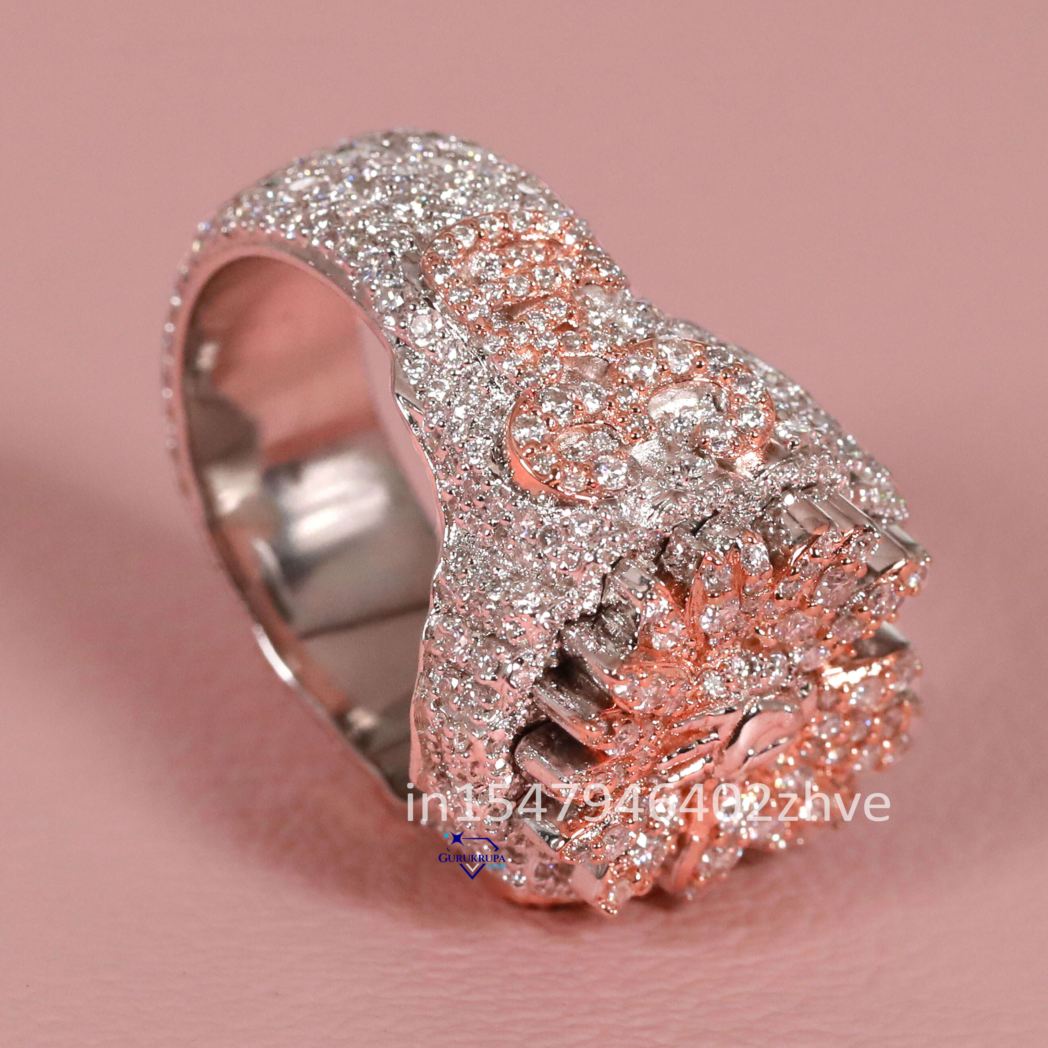 Upgrade Your Style With Our New Mens Ring Crafted 14 Kt White and Rose Gold Moissanite Diamond With Enhanced VVS Clarity