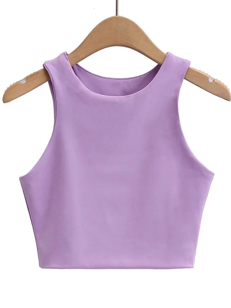 2023 Summer Fashion Women Sexy Slim Tops Oneck Sleeveless Double Nylon Ladies Good Quality Tank 6 Colors 250527