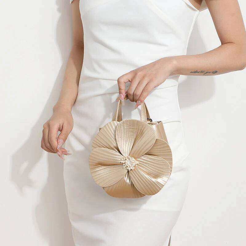 Petal Evening Ladies Flower Bucket Handbag Fashion Trend Chain Shoulder Crossbody Bag Xa10hh