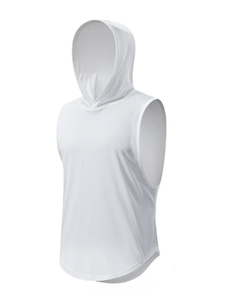 Plain Fitness Hooded Tank Top Mens Summer Solid Muslce Shirt Hoodies Cotton Blank Bodybuilding Sleeveless Vest Workout Singlets 250527