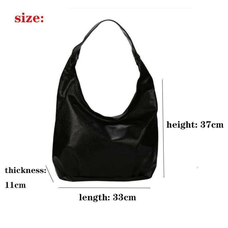 PU Leather Soft Handbag Large Capacity Messenger Bag Black Ladies Shoulder For Women Solid Color Zipper Bags