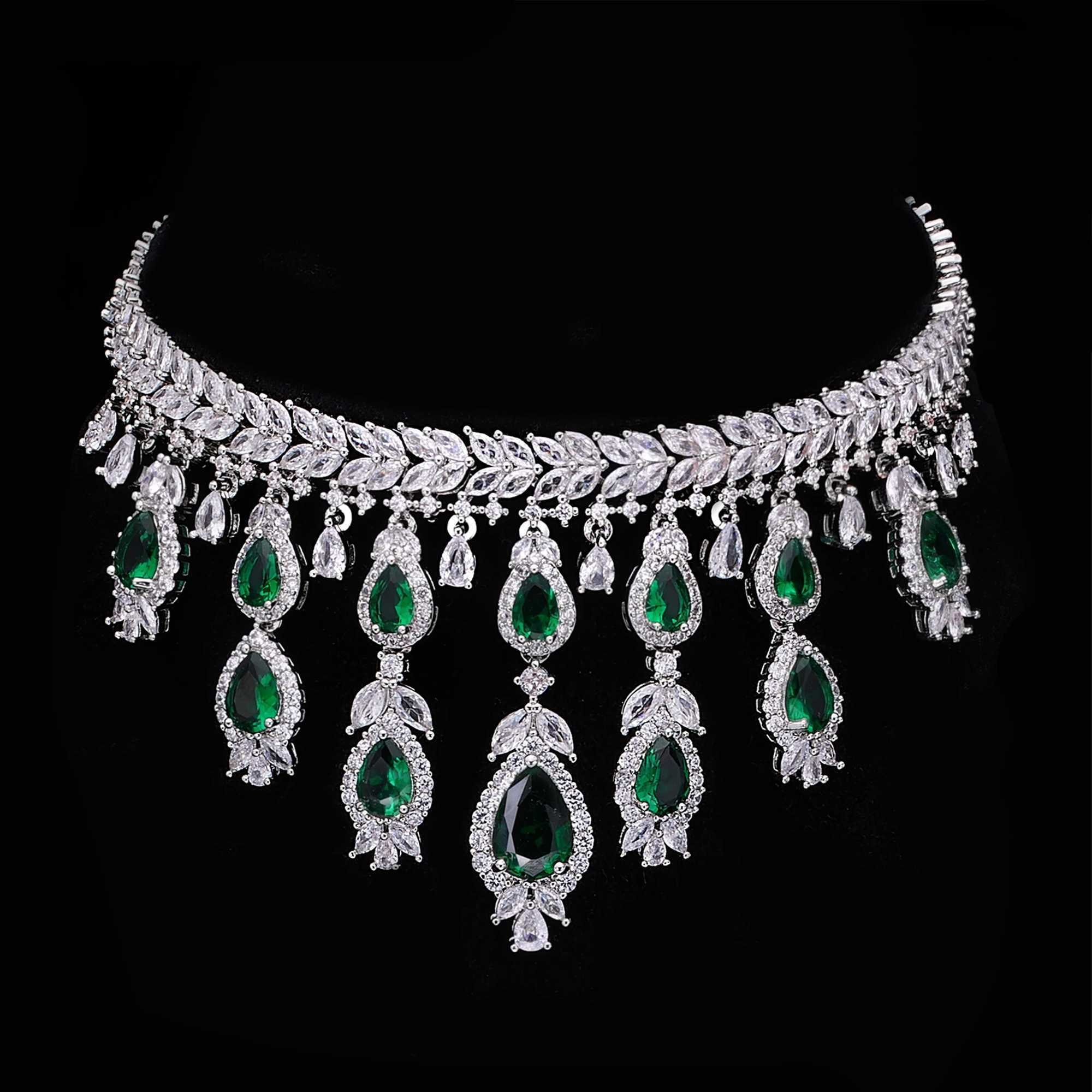 2024 Hot selling 3A Zircon Luxury 4-piece Bridal Wedding Jewelry Set Crystal Necklace Set Dubai Jewelry Set Z250607