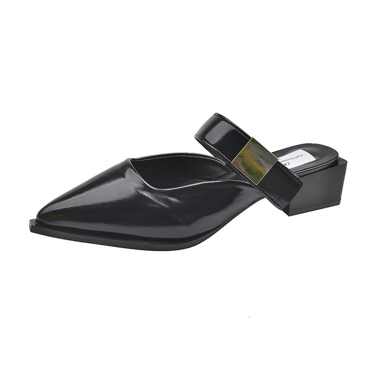 Evening Breeze Baotou Half Slippers French Low Heel Womens Shoes Summer Thick Heel Slippers 250603